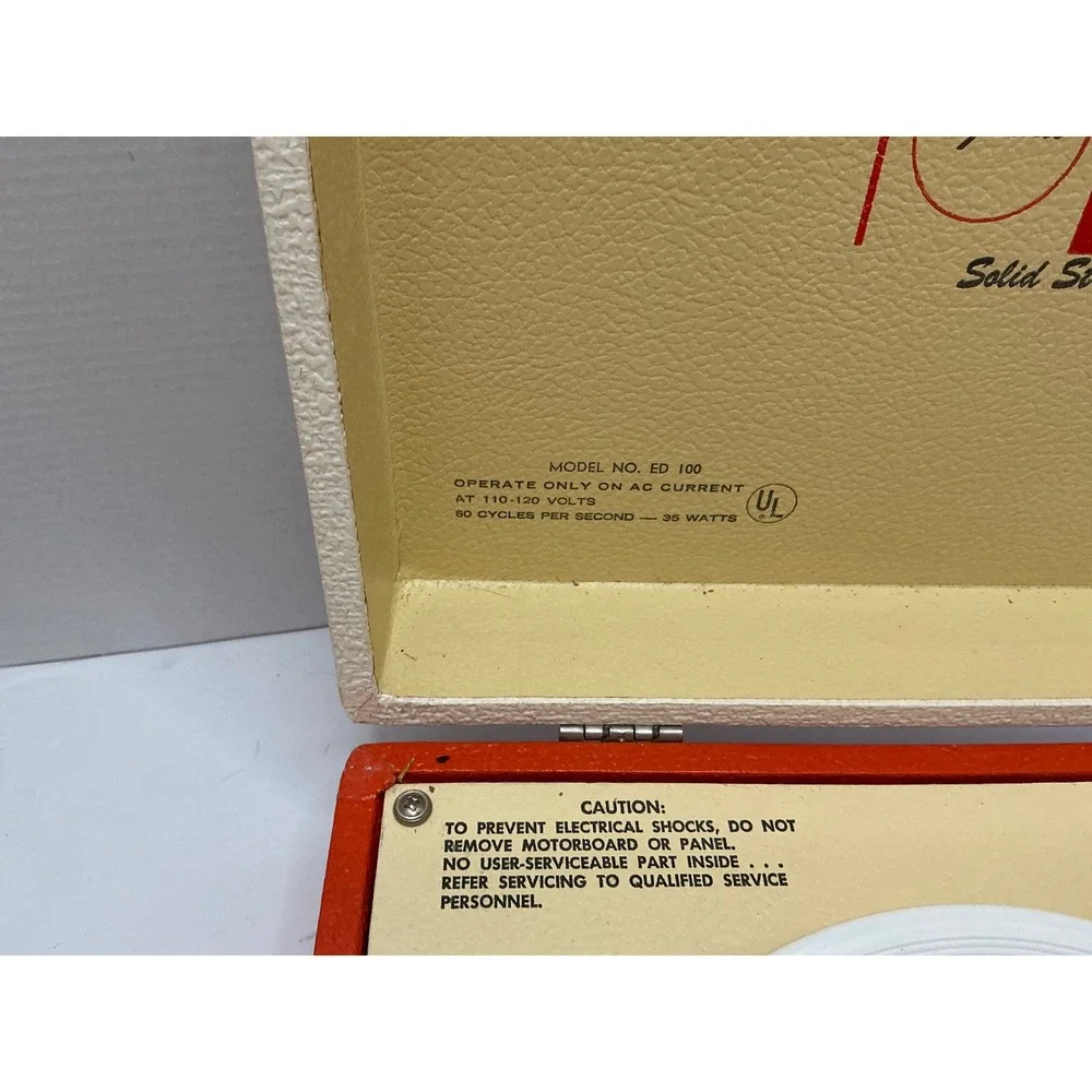 Vintage Imperial 45 RPM Record Case Orange‎ Cream Hardshell Carrying Box Retro